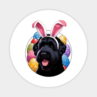 Black Russian Terrier Celebrates Easter with Bunny Ears Magnet